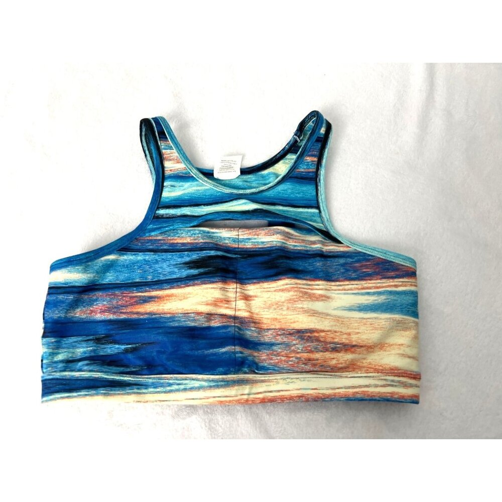 C & C California Athletic Top M Sand Ocean Print Cutout back Slit Front